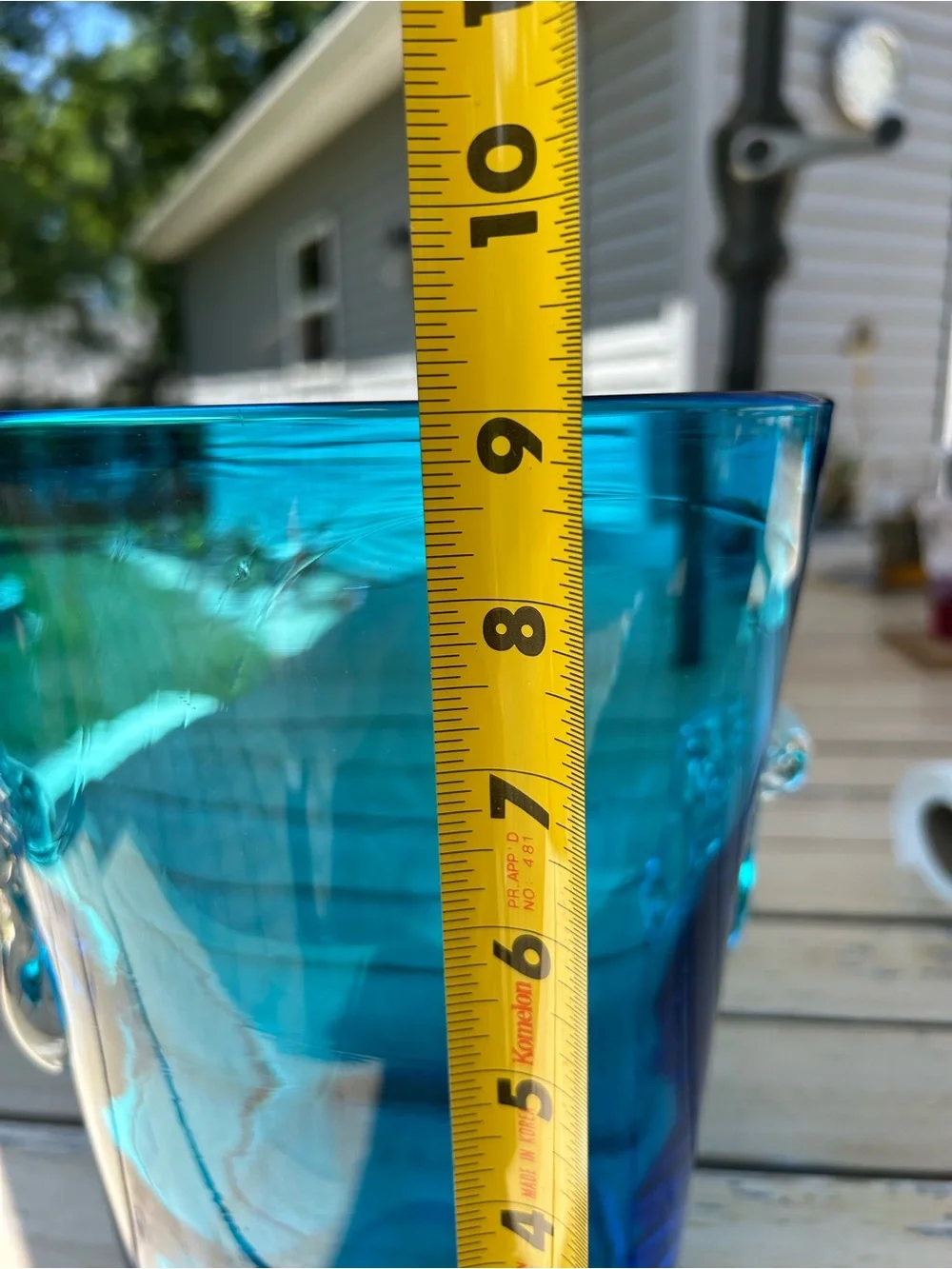 Vintage Hand Blown Glass Blue Ice Bucket